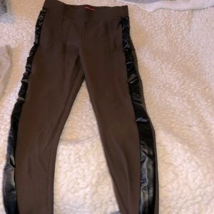Brown Leggings with Black Leather Side Detailing